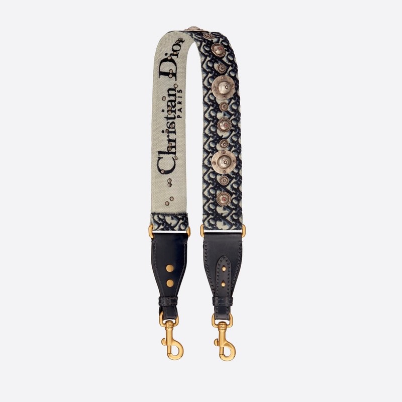 Christian Dior Embroidered Oblique Wide Canvas Shoulder Strap 50mm