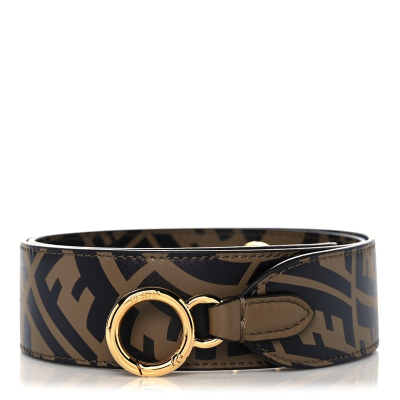 Fendi Strap You FF Motif Jacquard & Calfskin Adjustable Shoulder Strap