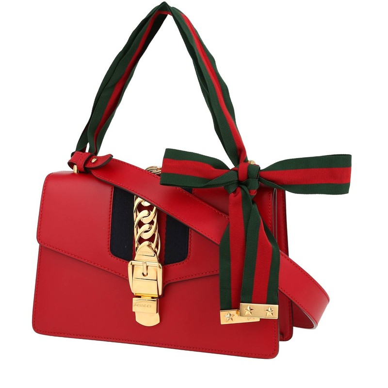 Gucci Sylvie Web Stripe Canvas & Leather Shoulder Strap
